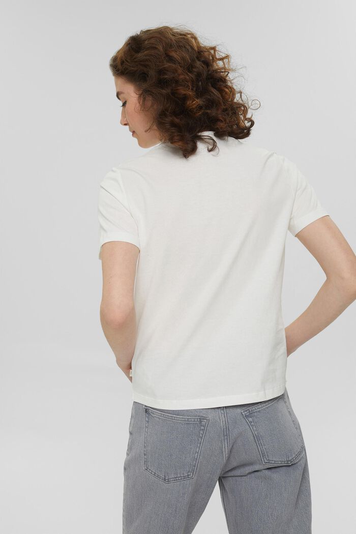 T-shirt med tryck av 100% ekobomull, OFF WHITE, detail image number 3