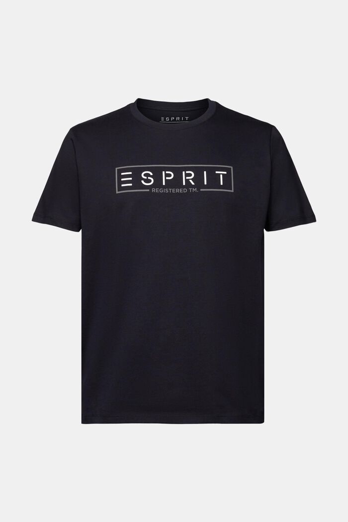Jersey-T-shirt med logo, 100% bomull, BLACK, detail image number 6