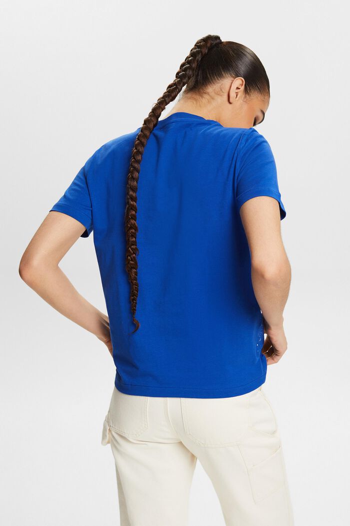 Bomulls-T-shirt med grafiskt tryck, BRIGHT BLUE, detail image number 2