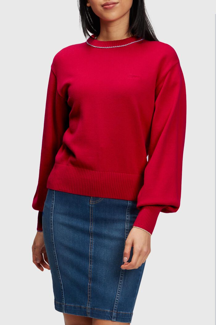 Puffärmad tröja med kaschmir, RED, detail image number 0