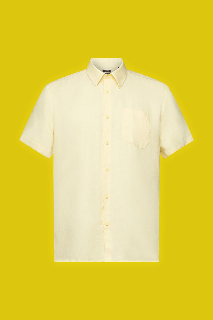 Kortärmad skjorta av linne, LIGHT YELLOW, detail image number 6