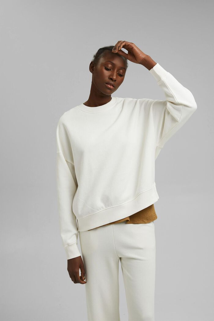 Sweatshirt i 100% ekobomull, OFF WHITE, overview