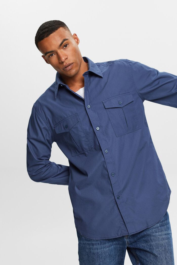 Utilityskjorta i bomull, GREY BLUE, detail image number 0