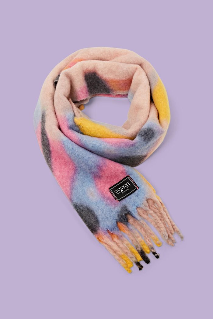 Flerfärgad borstad stickad halsduk, PASTEL PINK, detail image number 0