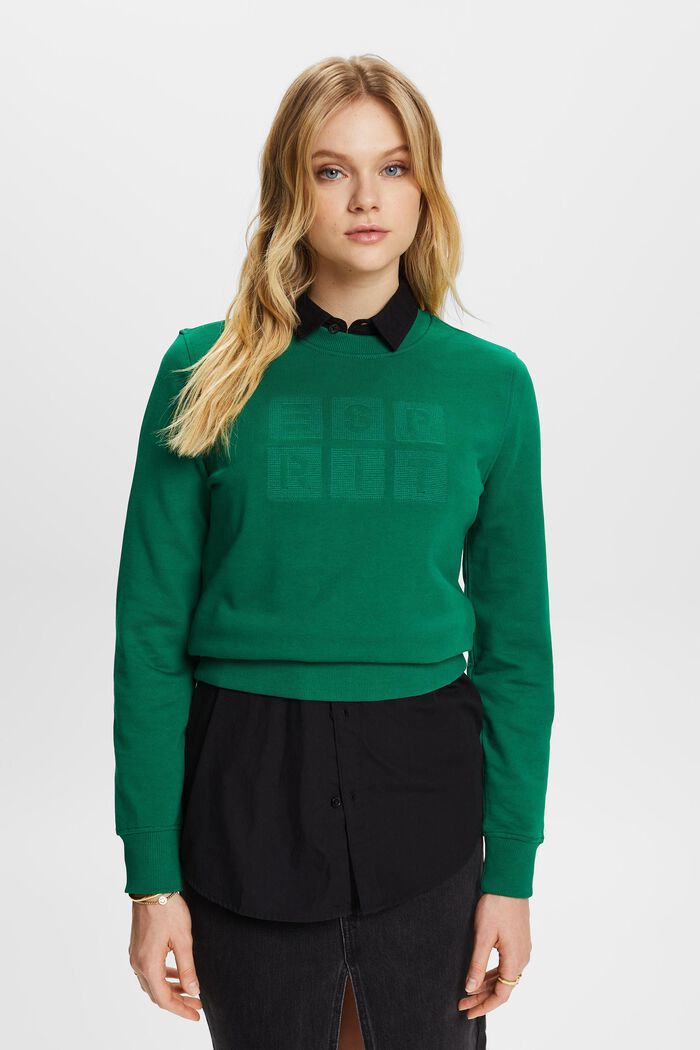 Sweatshirt med broderad logo, ekologisk bomull, DARK GREEN, detail image number 0