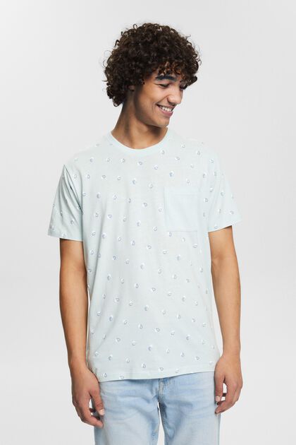 T-shirt i jersey med tryck, PASTEL BLUE, overview