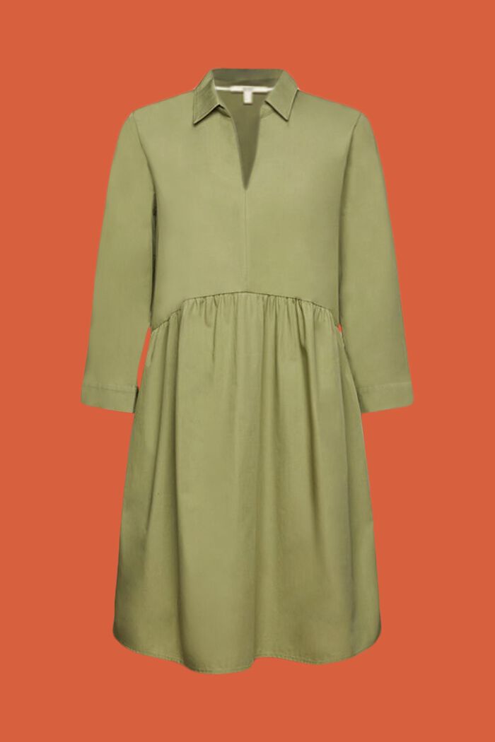 A-linjeformad klänning i ekologisk bomull, LIGHT KHAKI, detail image number 6