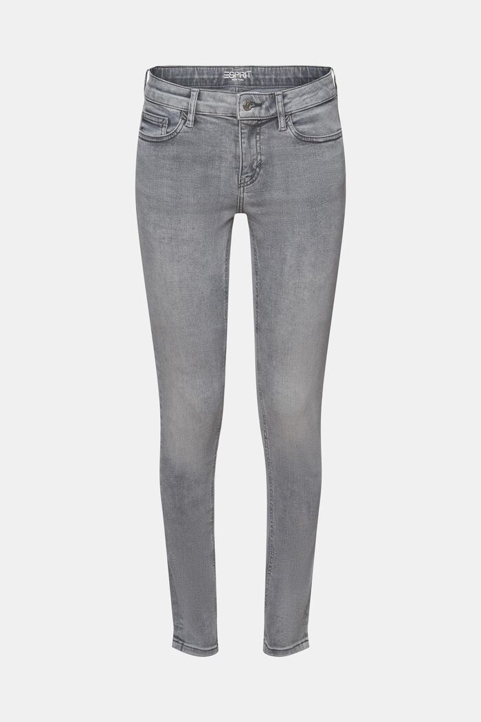 Skinny-jeans med medelhög midja, GREY MEDIUM WASHED, detail image number 7