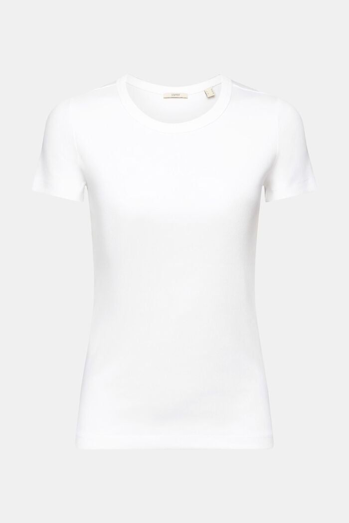 Ribbad T-shirt med rund halsringning, WHITE, detail image number 6