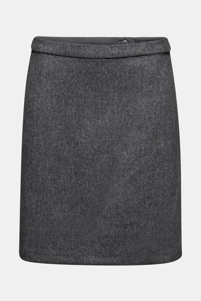 Med ull: elegant, A-linjeformad kjol, DARK GREY, overview