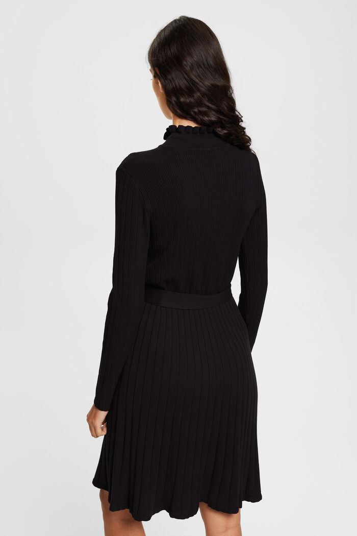 Stickad klänning med skärp, LENZING™ ECOVERO™, BLACK, detail image number 3