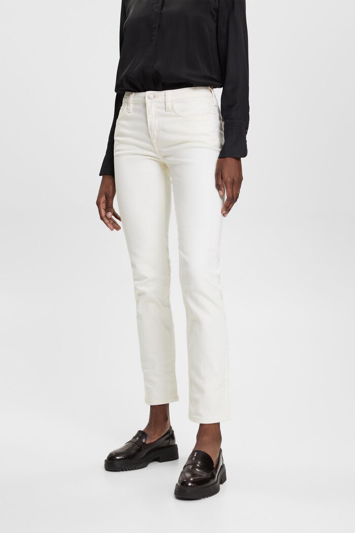Raka jeans med medelhög midja, OFF WHITE, detail image number 0