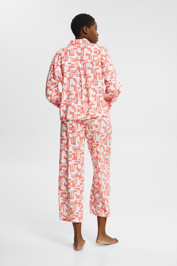 Mönstrad pyjamas i LENZING™ ECOVERO™-viskos, CORAL, detail image number 3