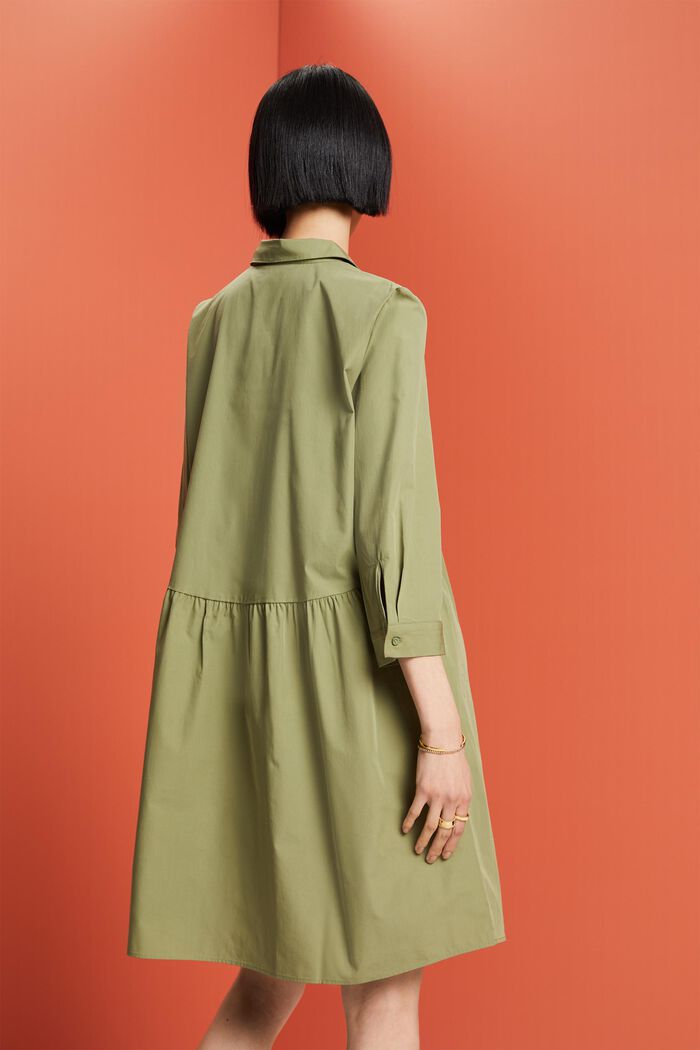 A-linjeformad klänning i ekologisk bomull, LIGHT KHAKI, detail image number 3