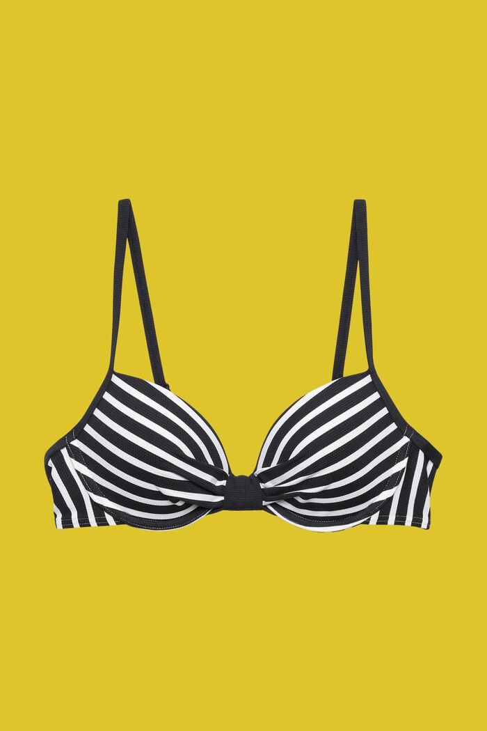 Vadderad bikiniöverdel med bygel och ränder, BLACK, detail image number 4