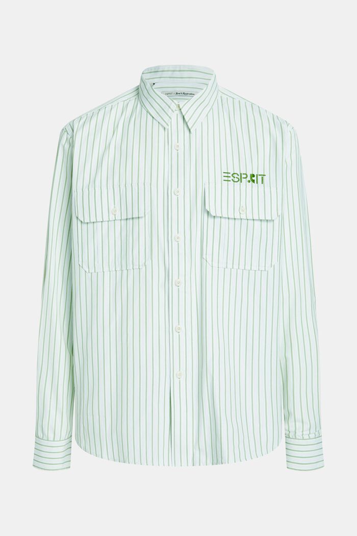 Randig skjorta med ledig passform, GREEN, detail image number 4