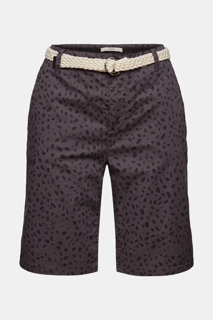 Mönstrade shorts med skärp, BLACK, detail image number 3