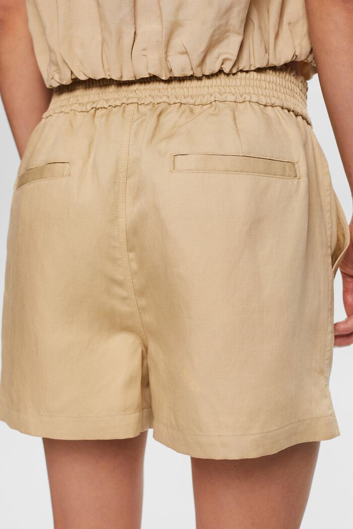 Pull-on shorts, linneblandning, SAND, detail image number 4