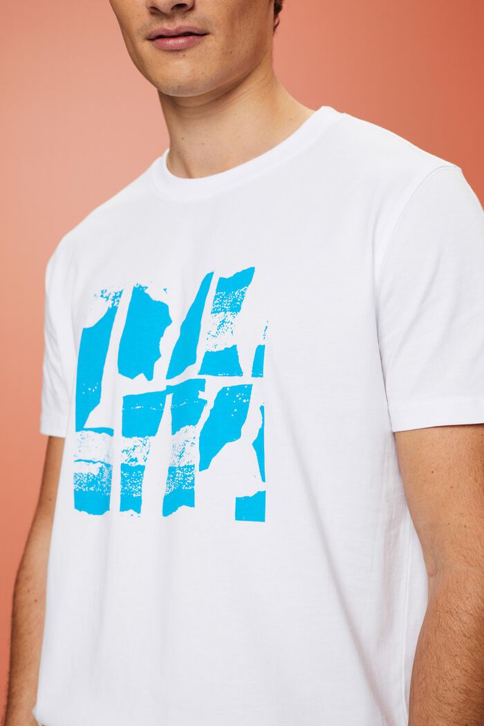 T-shirt med tryck fram, 100% bomull, WHITE, detail image number 2