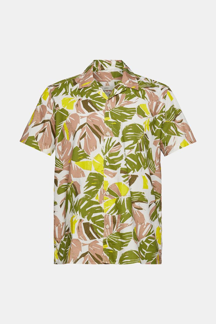 Skjorta med tropiskt bladmönster, LIGHT BEIGE, detail image number 5
