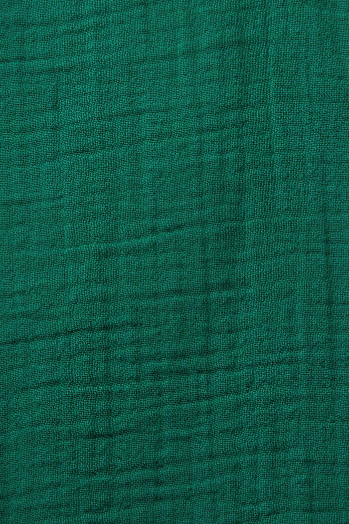 Blus med volanger i bomullsmuslin, DARK GREEN, detail image number 4