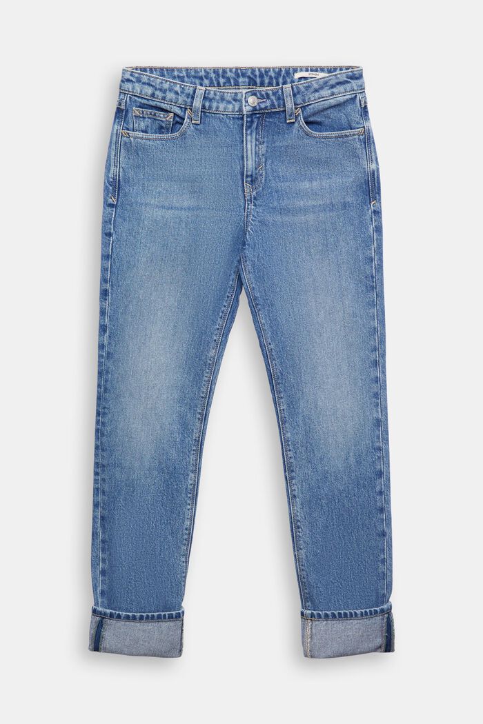 Jeans med medelhög midja och raka ben, BLUE LIGHT WASHED, detail image number 7