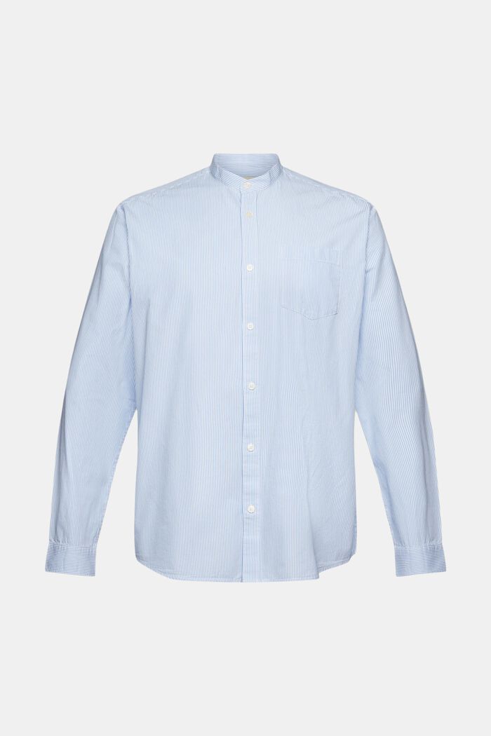 Skjorta med kritstrecksmönster och mandarinkrage, GREY BLUE, detail image number 5