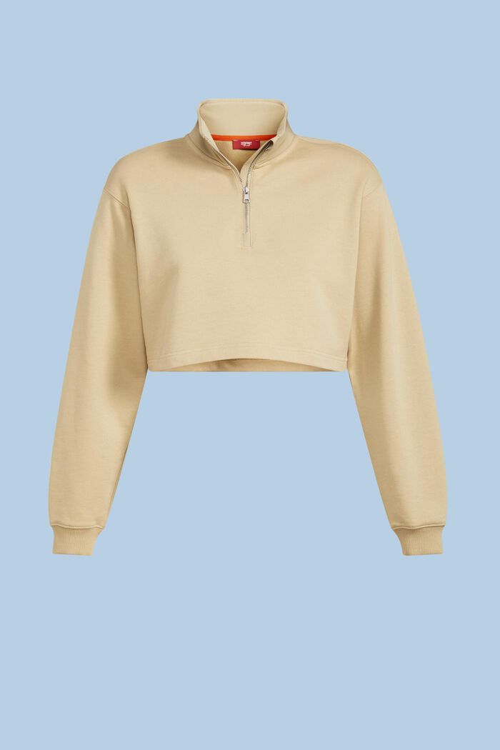 Kort sweatshirt i ekologisk bomullsfrotté, SAND, detail image number 5