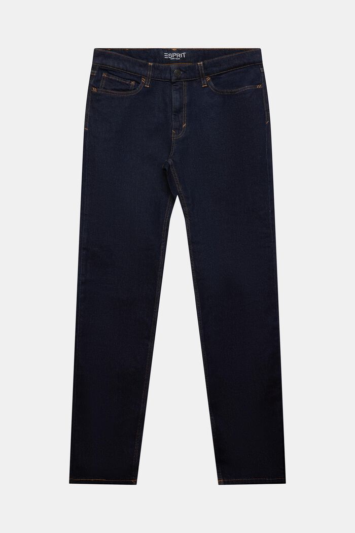 Raka jeans med medelhög midja, BLUE RINSE, detail image number 7