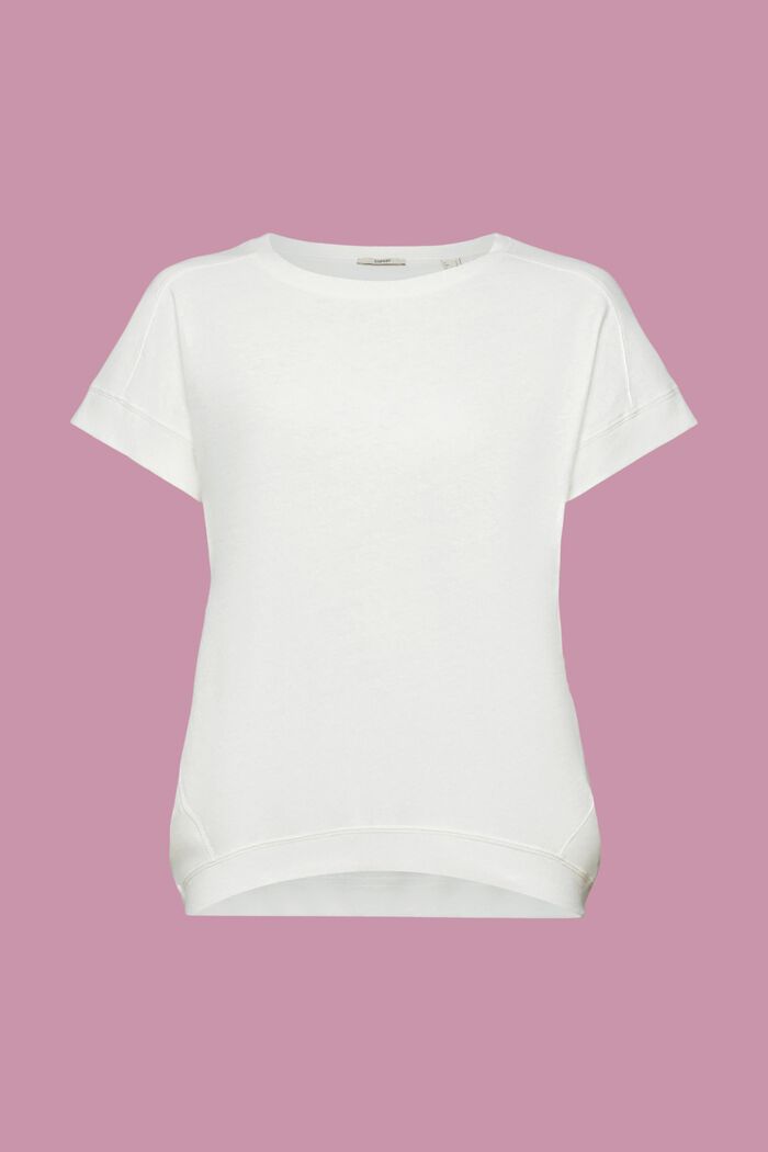 T-shirt i blandning av bomull och linne, OFF WHITE, detail image number 6
