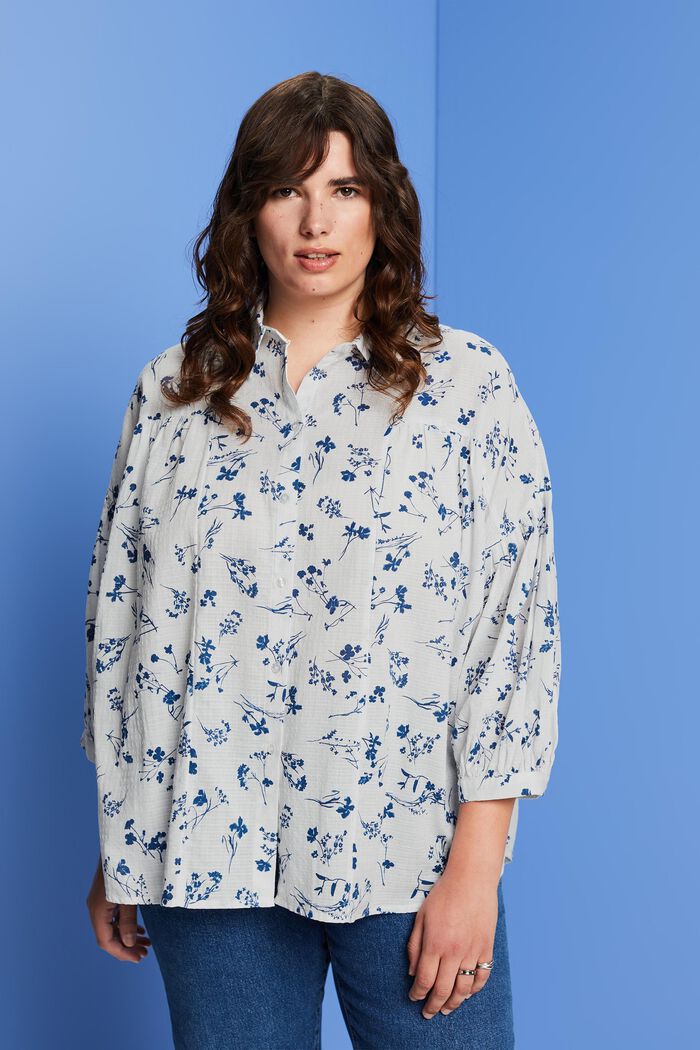 CURVY skjortblus i oversize, 100% bomull, OFF WHITE, detail image number 0