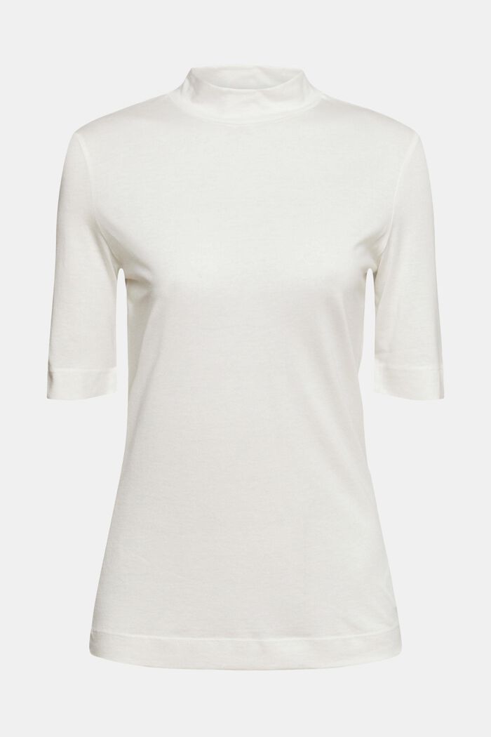 Med TENCEL™: T-shirt med ståkrage, OFF WHITE, detail image number 6