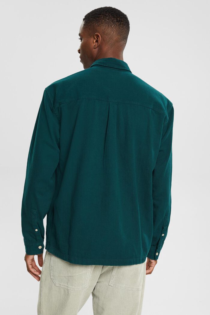 Skjorta i enfärgad twill, DARK TEAL GREEN, detail image number 3