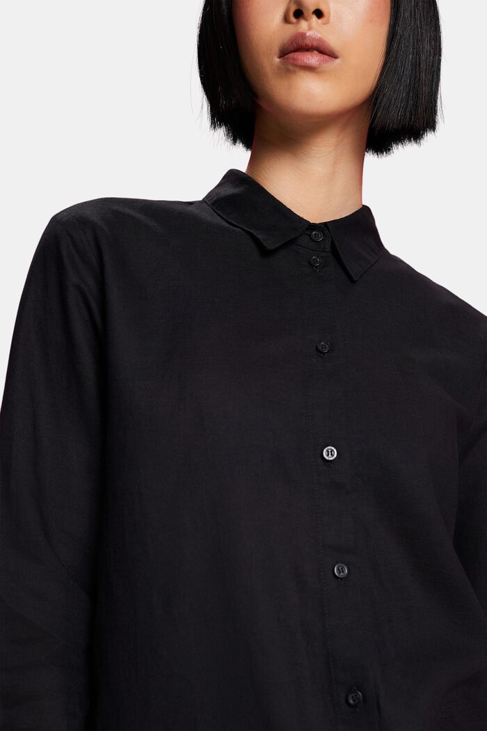 Skjorta i linne-bomullsmix, BLACK, detail image number 2