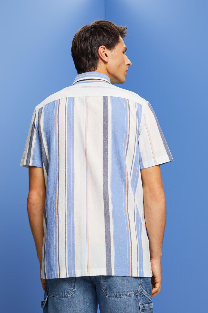 Kortärmad skjorta med ränder, 100% bomull, BRIGHT BLUE, detail image number 3