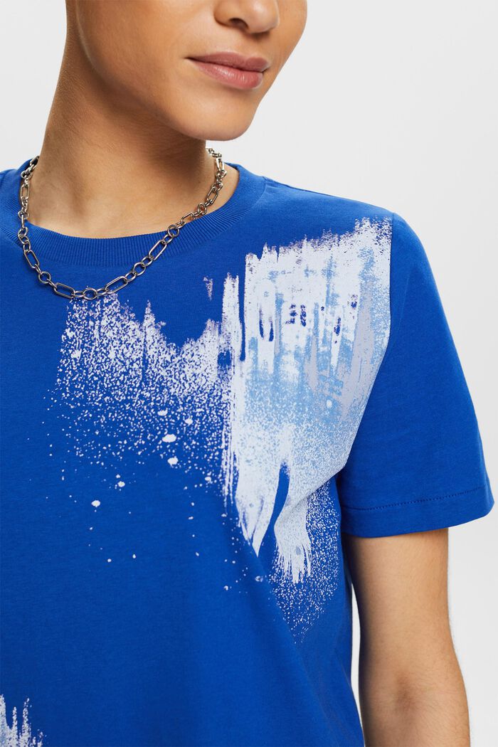 Bomulls-T-shirt med grafiskt tryck, BRIGHT BLUE, detail image number 3