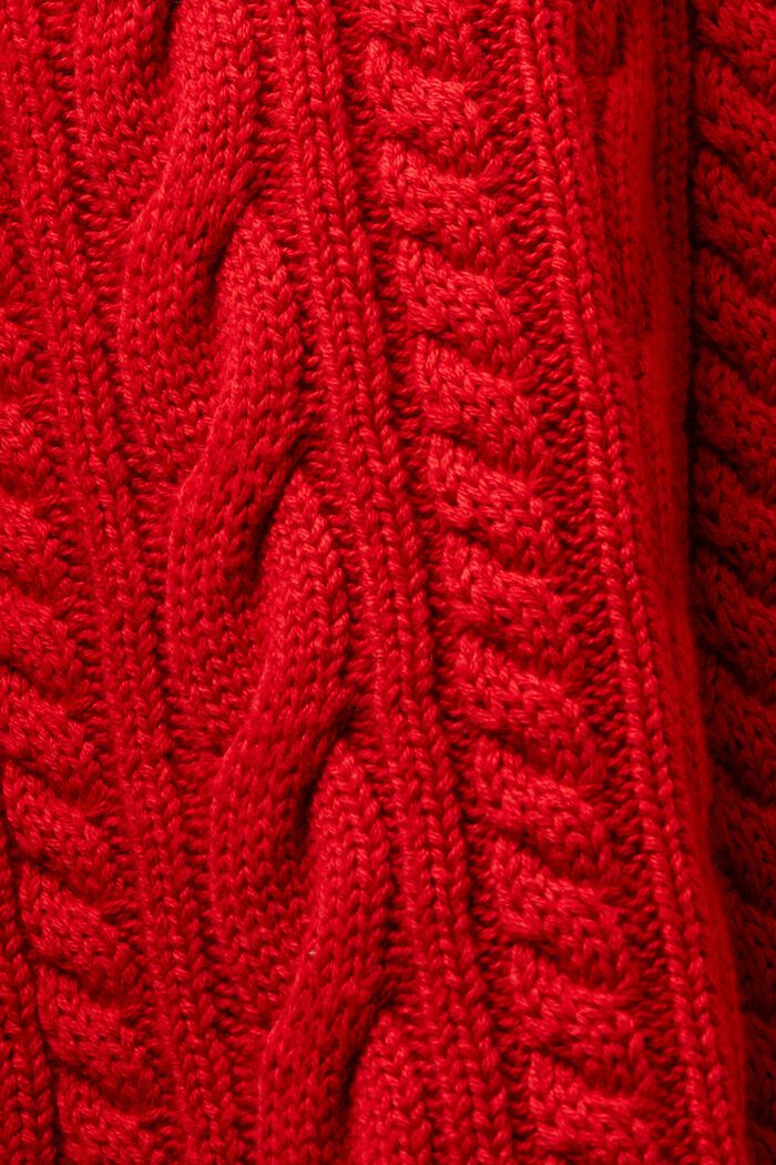 Kabelstickad kofta i ekologisk bomull, DARK RED, detail image number 5