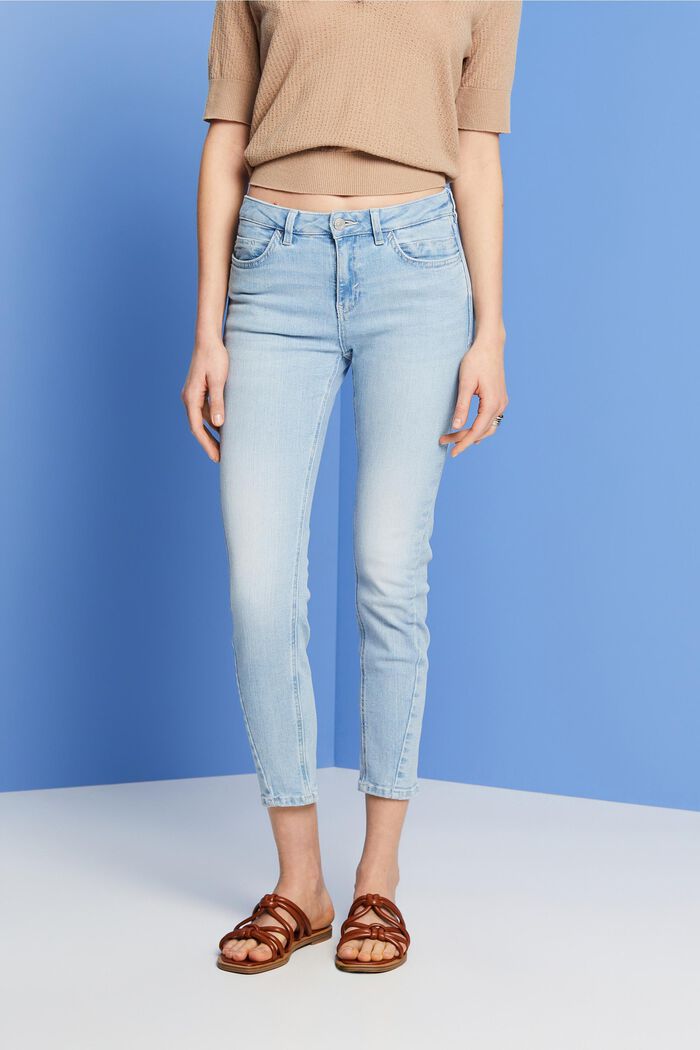 Smala jeans med medelhög midja, BLUE BLEACHED, detail image number 0