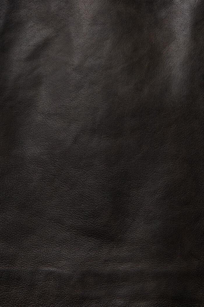 Minikjol i skinn med assymetrisk dragkedja, BLACK, detail image number 6