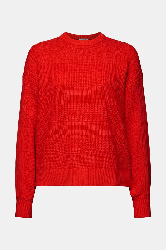 Strukturerad rundringad tröja, RED, detail image number 6
