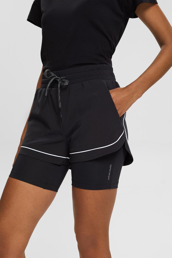 Återvunnet material: shorts med integrerade tights, E-Dry, BLACK, detail image number 2