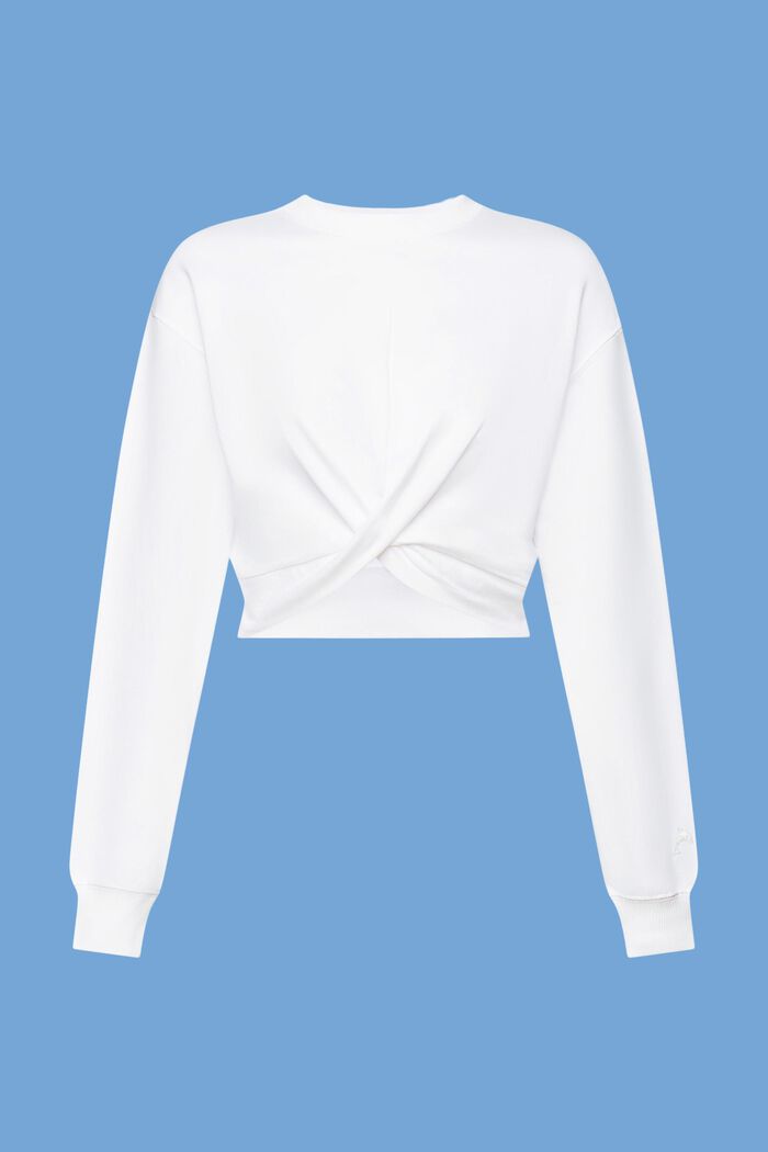 Kortare sweatshirt med knutdetalj, WHITE, detail image number 7