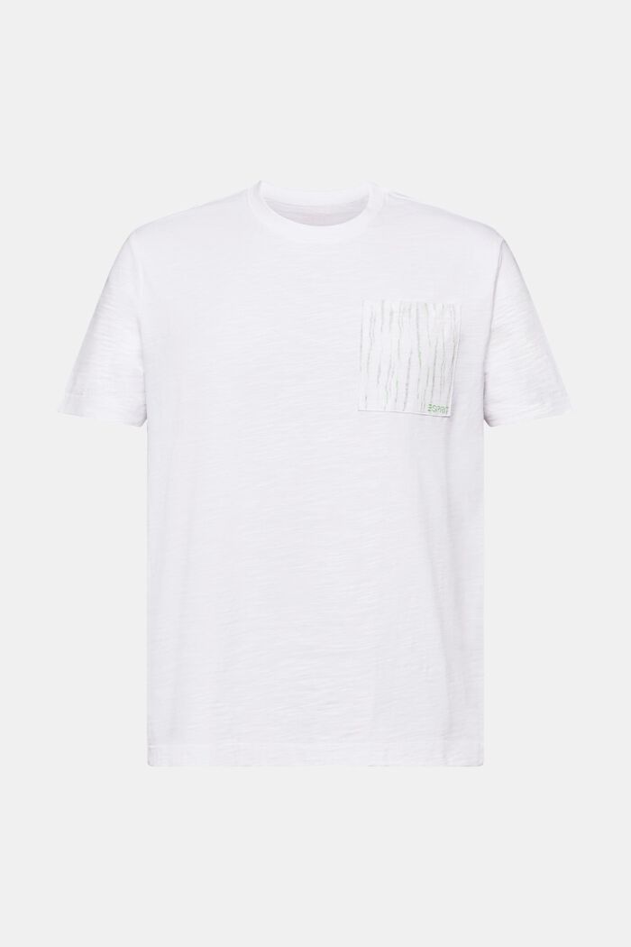 T-shirt av slub-bomull med logo på fickan, WHITE, detail image number 6