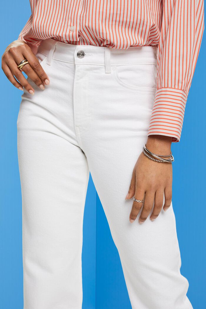 Jeans med raka ben och hög midja, WHITE, detail image number 2