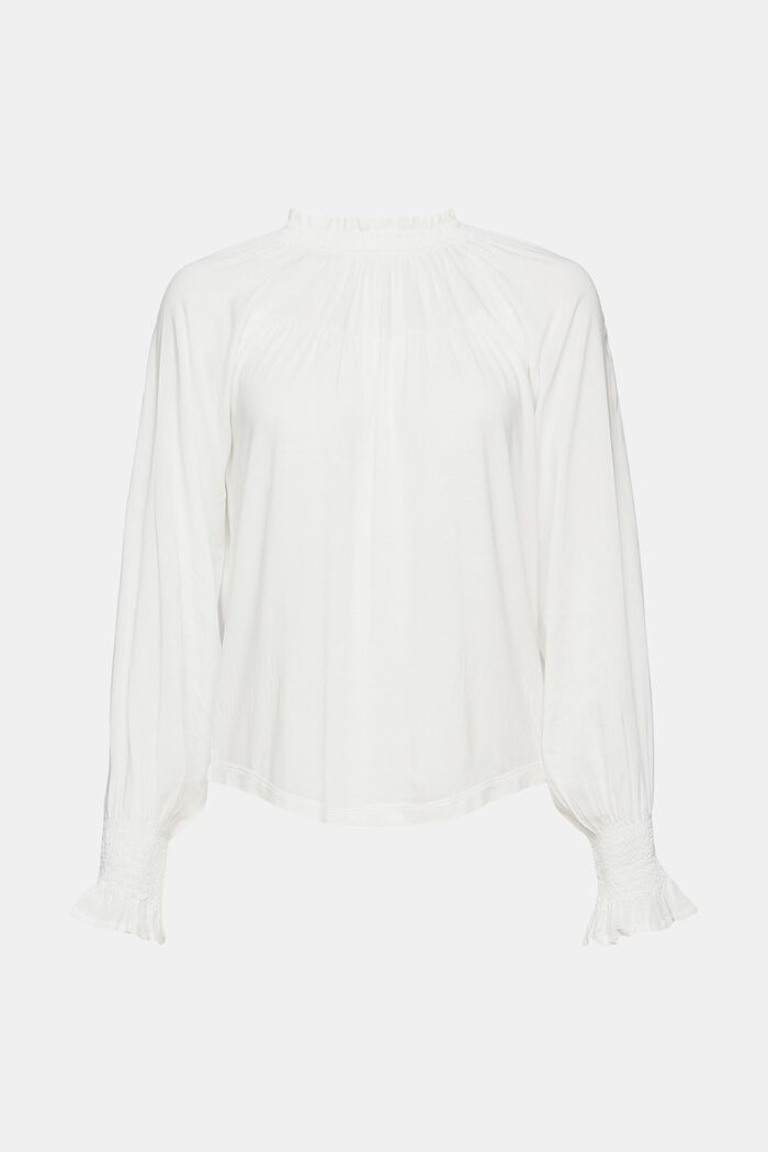 Blus i materialmix, LENZING™ ECOVERO™ ECOVERO™, OFF WHITE, overview