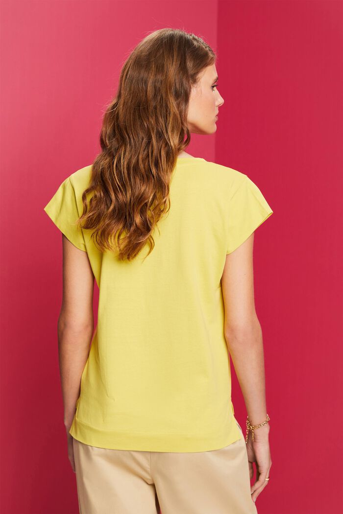 T-shirt med tryck ton-i-ton, 100 % bomull, DUSTY YELLOW, detail image number 3