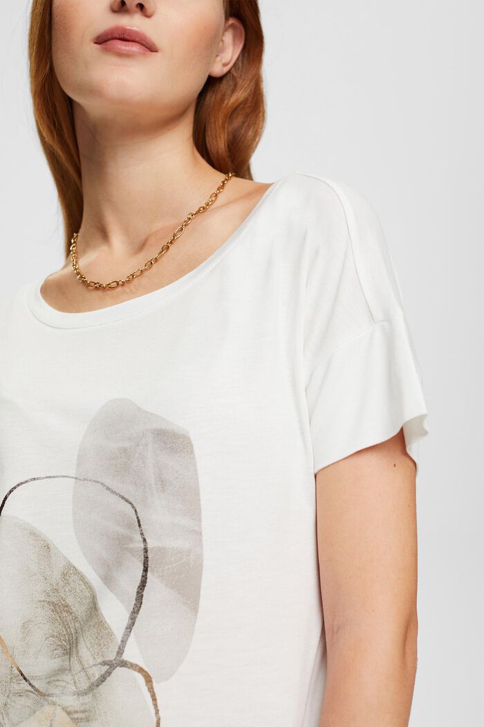 T-shirt med metallictryck, LENZING™ ECOVERO™, OFF WHITE, detail image number 0