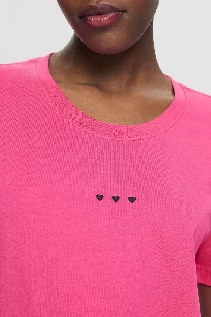 T-shirt med hjärttryck, PINK FUCHSIA, detail image number 2