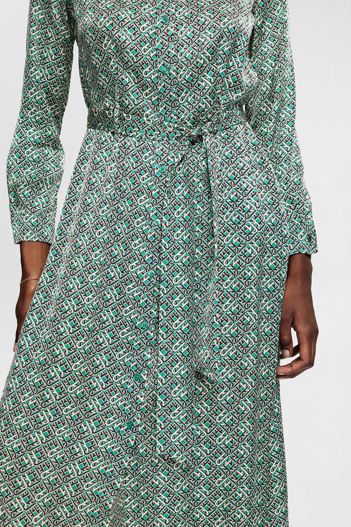 Mönstrad klänning i satinlook, EMERALD GREEN, detail image number 0