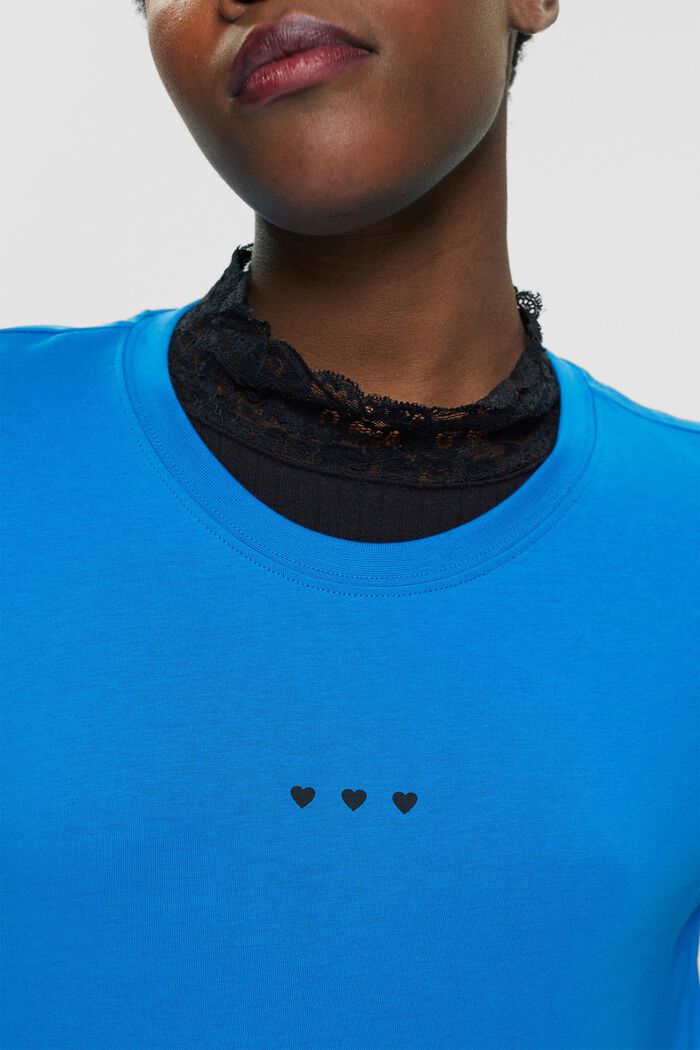 T-shirt med hjärttryck, BLUE, detail image number 2